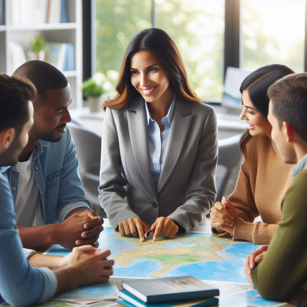 un agente de viajes profesional en gestion de grupos