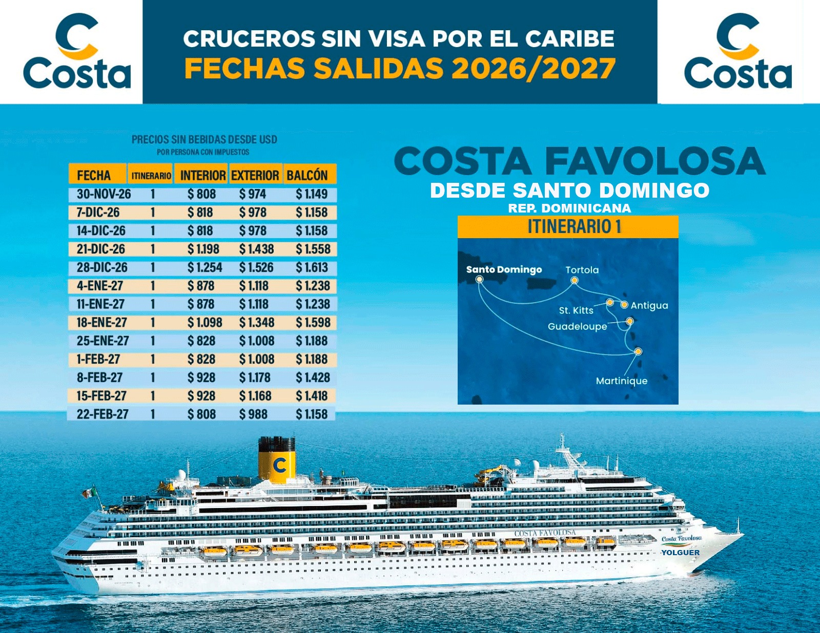 COSTA CRUCERO 2027